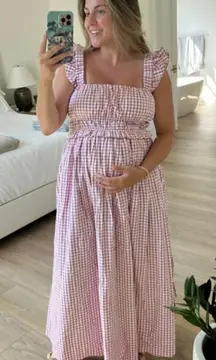 OHSEVENDAYS Maternity Elsi Dress in Purple Motif Size Medium