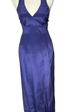 Lulakate Gown Size 2 Deep Blue Indigo Halter Neck Floor Length Low Back Formal