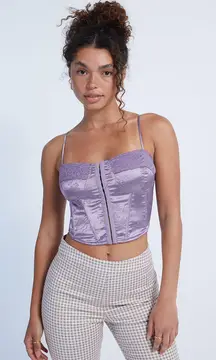 Corset Bustier Satin Lace Up Crop Top