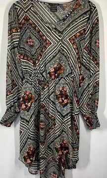 Fire Los Angeles Women's Floral Long-Sleeve Bohemian Dress Multicolor Size Small