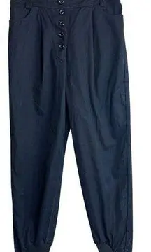 Aje Pants Womens 10 Black Tapered Jogger Chaise Button Fly Front High Rise