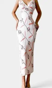 NWT Y2K Beaded Drama Two Tone Floral Special Occasion Gown Size 4 Blush Pink