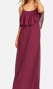 Show Me Your Mumu Flowy Ruffle Maxi Dress in Merlot Chiffon NWT Size XS