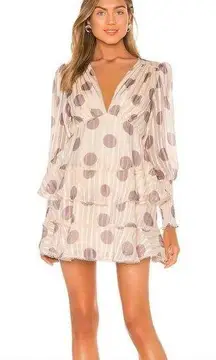 NWT  Oblivion Long Sleeve Mini Dress in Cream Spot Size Small