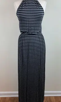 Caslon Black Gray Stripe Sleeveless Maxi Dress