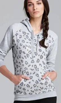 Zoe‎ Karssen All Over Leopard Print Hoodie Heather Gray Size XS