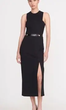 NWT Staud Sharmila Black Midi Dress Perfect for Work or Cocktail