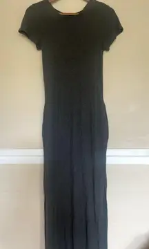 by ANTHROPOLOGIE Emma Waffle Knit T-Shirt Maxi Dress Pockets Gray XS MINIMALIST