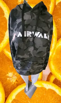 NWT Airwalk‎ Camo Black and Gray Hoodie Sweatshirt Size XS