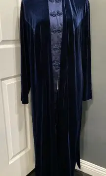 R&M RICHARDS KAREN KWONG CARDIGAN DUSTER BLUE VELVET VELOUR