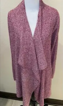 Barefoot Dreams Bamboo Chic Lite‎ Fuzzy Red White Waterfall Cardigan Sweater S/M