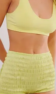 Free People Intimately High Waist Ruched Shorties Micro Shorts Sunny Lime Medium