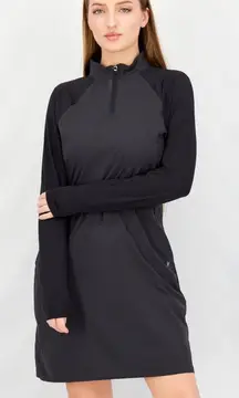 Hurley Sz‎ S Midi Dress Black UPF Swim Cover Up Stretch Shirt Pockets