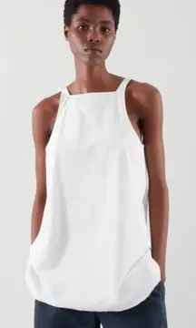 COS Halter Neck Sleeveless Square Neck Halter Top In White 100% Cotton size 8 M