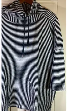 Chaps Size 3X Blue Striped Cowlneck‎ Long Sleeve Top Textured Sporty Athleisure