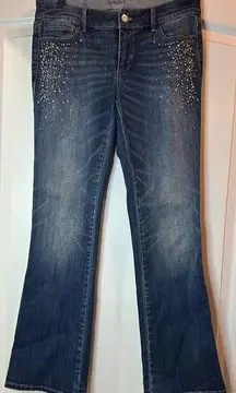 White House Black Market Bootcut Jeans Size 2 S Embellished EUC