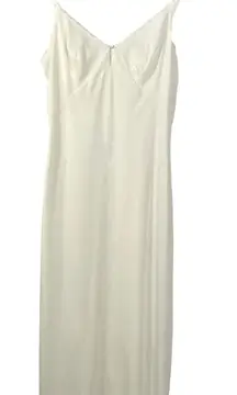 Vintage Olga Nightgown 36 Ivory Nylon Full Slip Lace Trim Maxi USA Made 50" Long