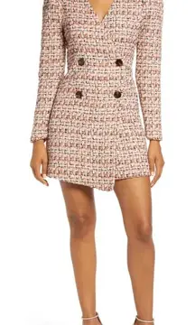 Adelyn Rae Laurie Long Sleeve Tweed Mini Dress Orange Women’s XS