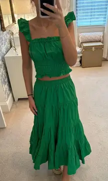 Anthropologie green maxi skirt