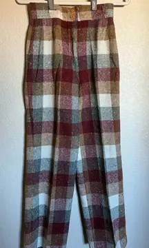 Vintage Plaid Wide Leg High Rise Pants‎ Sz 26 Fall Color