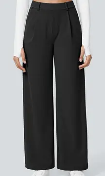 030HA.- High Waisted Plicated Side Pocket Straight Leg Work Pants. Size Large