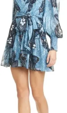 Ulla Johnson Noemi Blue Floral Wrap Dress size 4- Missing Belt