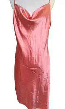 Coquette Satin Slip Dress Pink Silky Bias Cut Midi Hausen Hemline Haze Women L