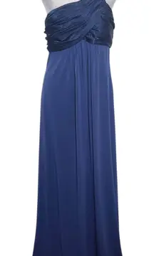 David's Bridal Navy One-Shoulder Floor-Length Formal Dress Size 12