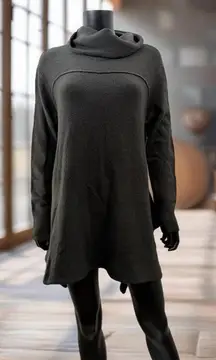 Michael Kors Hooded Knit Tunic Sweater Long Sleeve Cowl Hood Dark Gray L