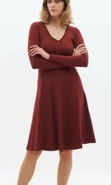 KOTN Deep V Ribbed Dress Women Small Maroon Athleisure Granolagirl Western Indie