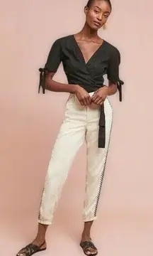 ANTHROPOLOGIE Women's Cedar Embroidered Jogger Tan Sz Medium