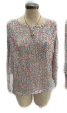Multicolor Pastel Rainbow Knit Sweater | Size M | Lightweight & Casual