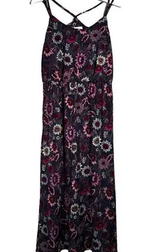 Nine Britton Strappy Maxi Dress Women Petite Medium Purple Floral Gathered Waist