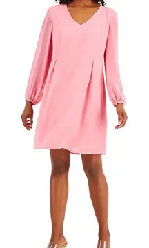 INC International Concepts Chiffon Short Shift Dress w/Long Sleeve, Size 1X, NEW