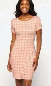 NWT Stitch Fix 41 Hawthorn Brigitte Knit Dress Peach Gingham Size Large L NEW