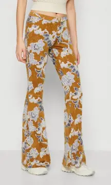 Free People Make A Statement Flare Pant in Bronze Combo Size Large Boho