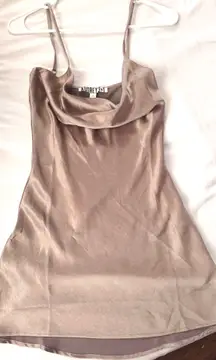 OOTD Fashion Slip Dress Satin Taupe Color