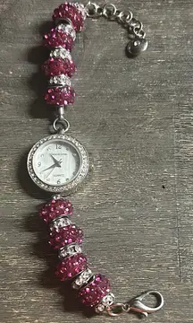 Gracie Lynn Pink Beaded Charm Bracelet Style Women's Watch
