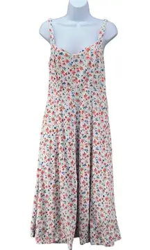 Old Navy Linen Dress XXL Smocked Floral Cotagecore Prairie Feminine Hipster Boho