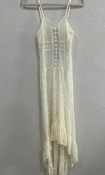 NEW Solitaire Swim Off White Ivory Crochet Lace Hi Low Hem Beach Coverup Dress