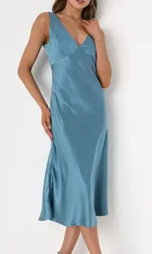 Blue Satin Dress