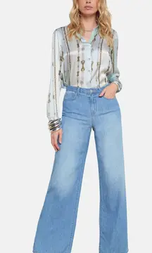 L'AGENCE Alicent High Waist Wide Leg Jeans in Havana Blue Relaxed US 23 NWT
