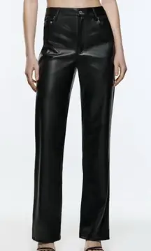 NWOT Zara 90s Wide Leg Faux Leather trousers size 6