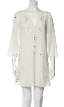 Alice + Olivia butterfly embellished mini dress white lined size XS