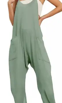NEW! Women's Sage Olive Green Shot Onesie Jumpsuit Size Large
