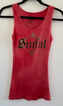 Sinful Y2K Angel Wings Red Tank Top Size Medium