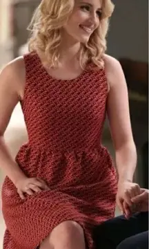 Anthropologie Lili Wang S4 Glee Quinn Fabray dress Size 6‎ Jacquard Red Orange