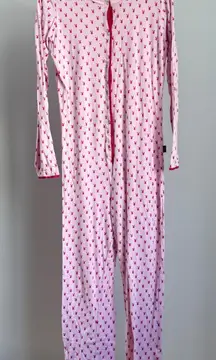 Playboy Intimates Pink Bunny Print One Piece Union Suit Pajamas Women's XL