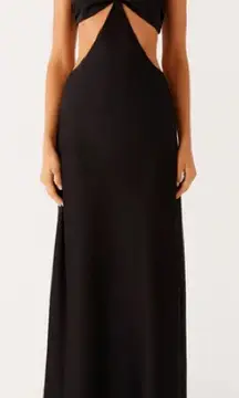 Black Ribbed Cutout Halter Neck‎ Open Back Maxi Dress Size Medium