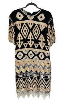 Vintage Fashion Creations USA New York Beaded Sequin Fringe Cocktail Dress 16